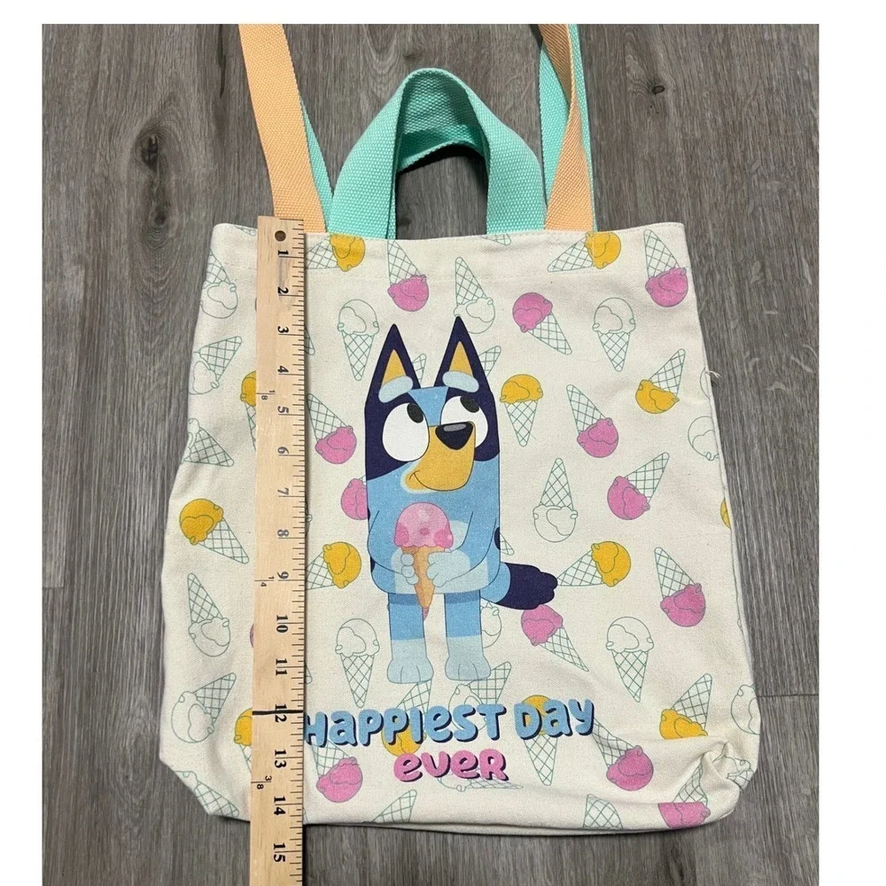 Bluey Happiest Day Ever, ice cream, canvas tote bag
